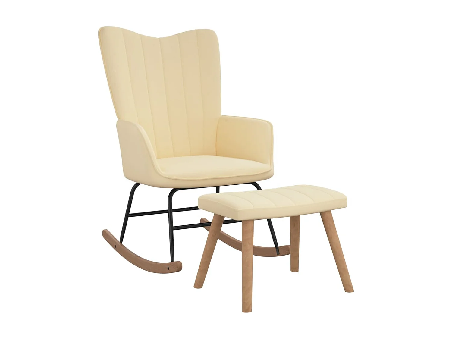 Chaise à bascule avec repose-pied Blanc crème Velours