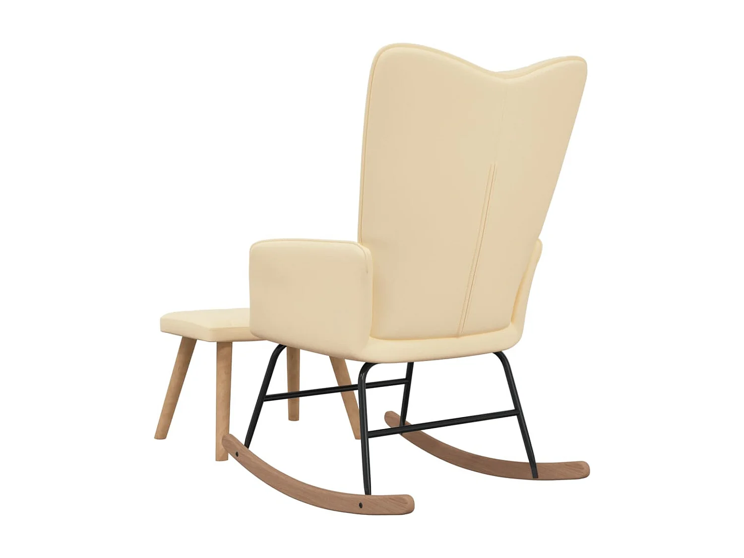 Chaise à bascule avec repose-pied Blanc crème Velours