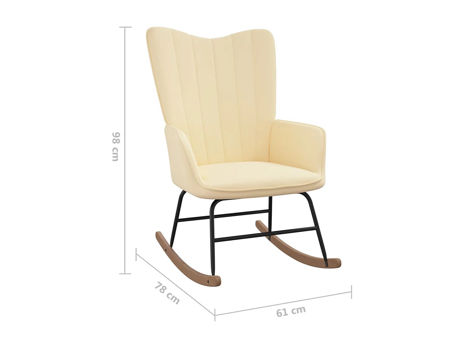 Chaise à bascule avec repose-pied Blanc crème Velours