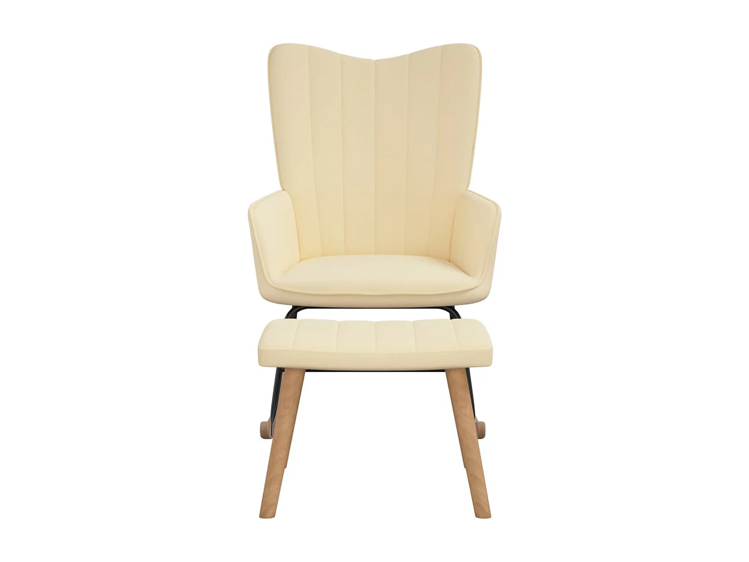 Chaise à bascule avec repose-pied Blanc crème Velours