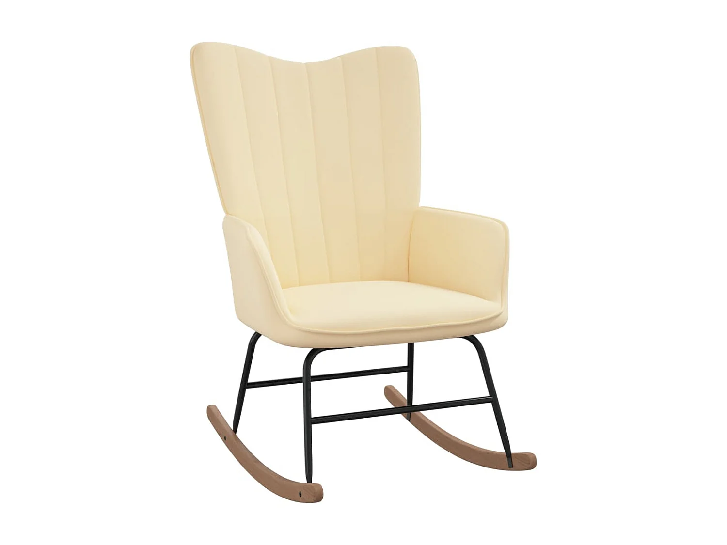 Chaise à bascule avec repose-pied Blanc crème Velours