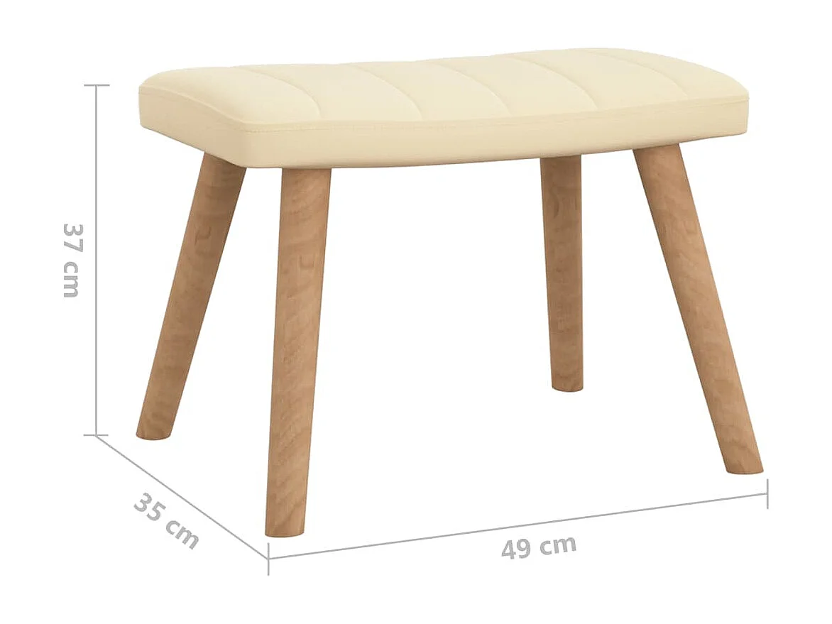 Chaise à bascule avec repose-pied Blanc crème Velours