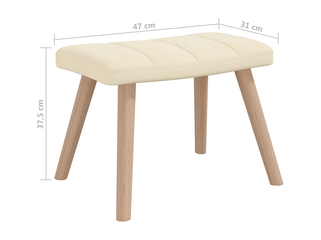 Chaise à bascule avec tabouret Crème Tissu 2