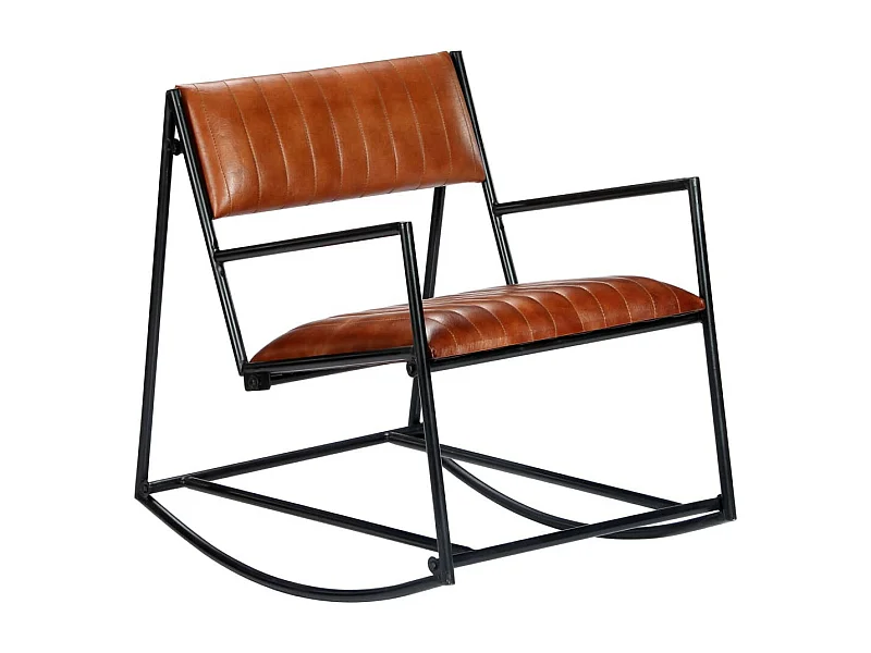 Chaise à bascule Marron Cuir véritable