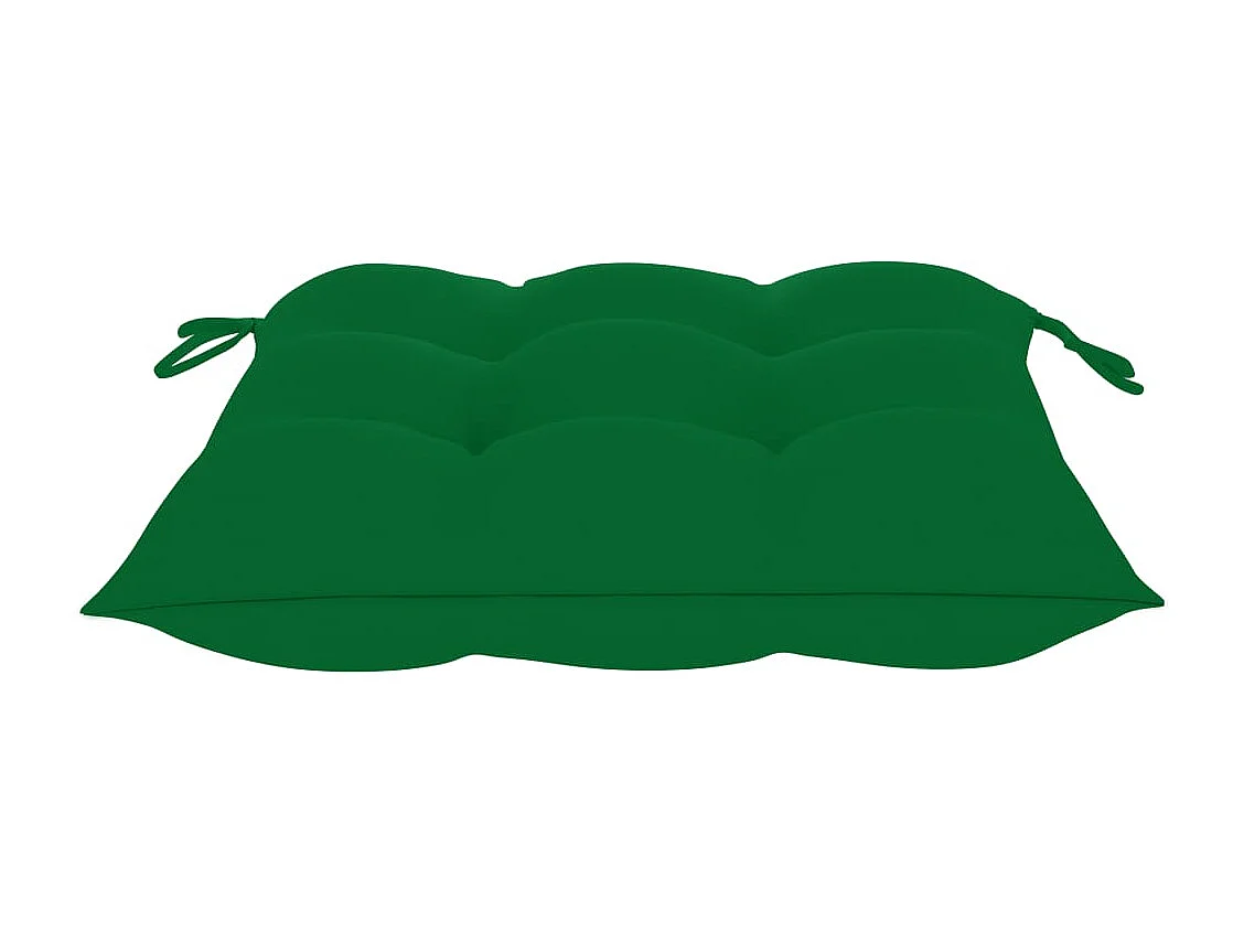 Chaise à bascule avec coussin vert Bois de teck solide 2