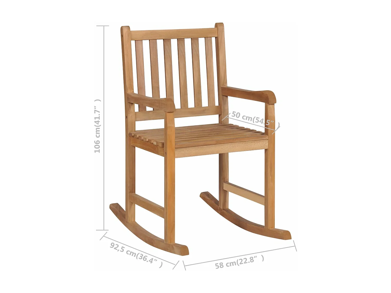 Chaise à bascule avec coussin vert Bois de teck solide