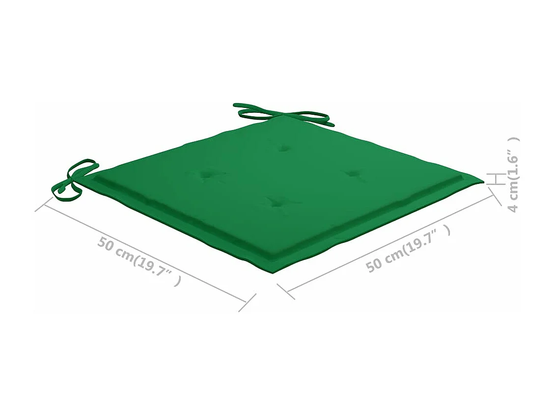 Chaise à bascule avec coussin vert Bois de teck solide