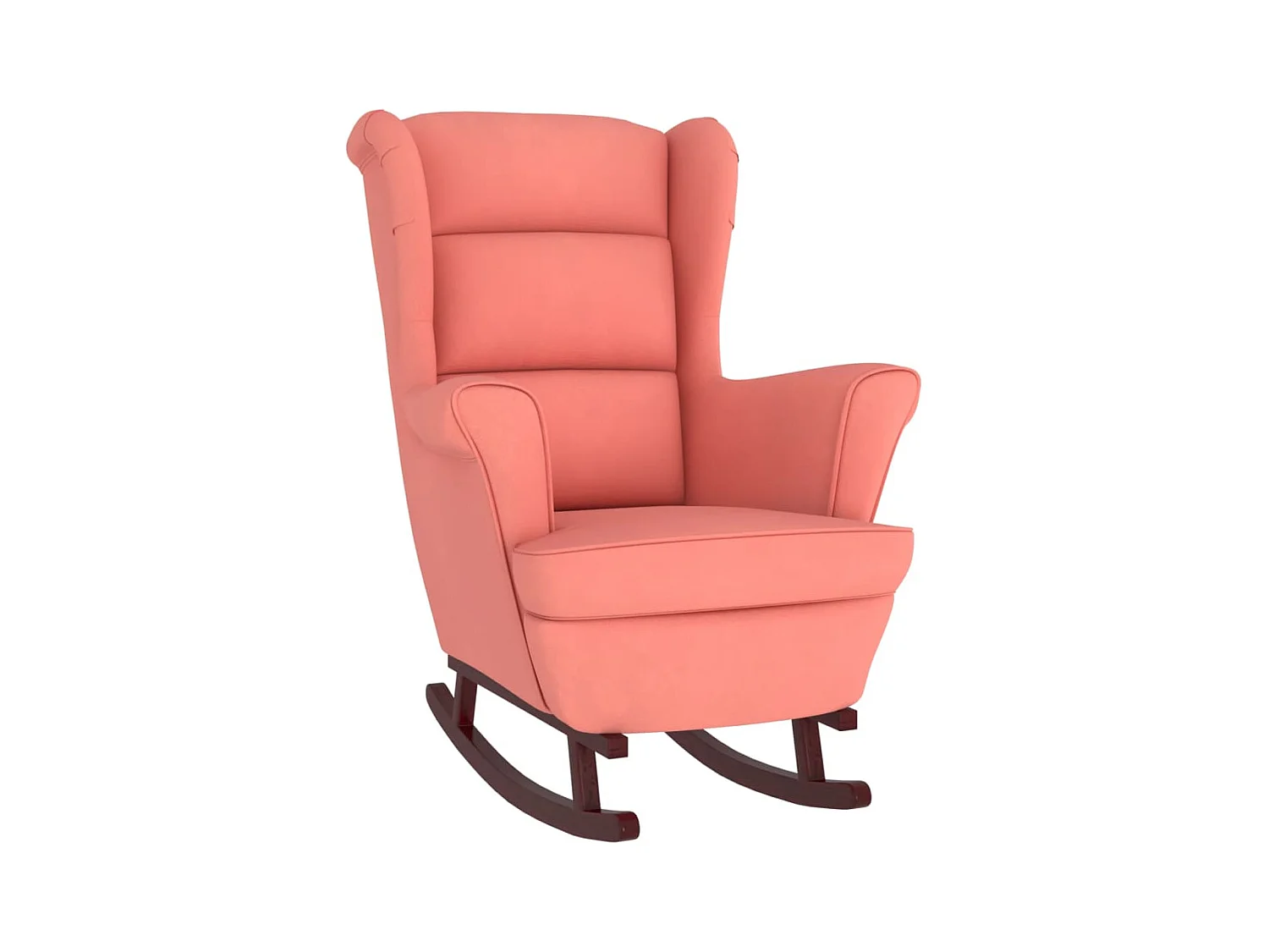 Fauteuil à bascule et pieds en bois massif d'hévéa Rose Velours