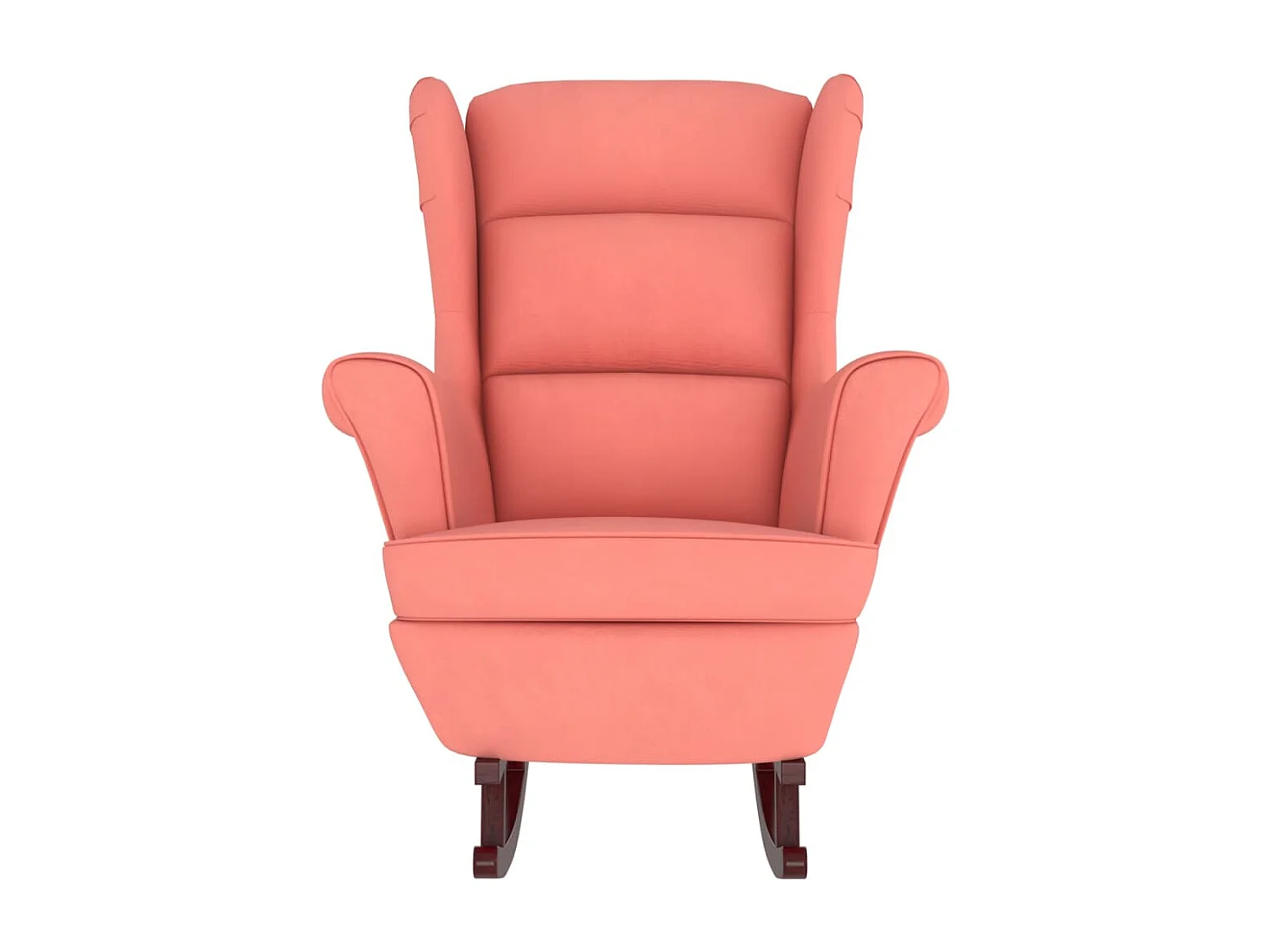 Fauteuil à bascule et pieds en bois massif d'hévéa Rose Velours