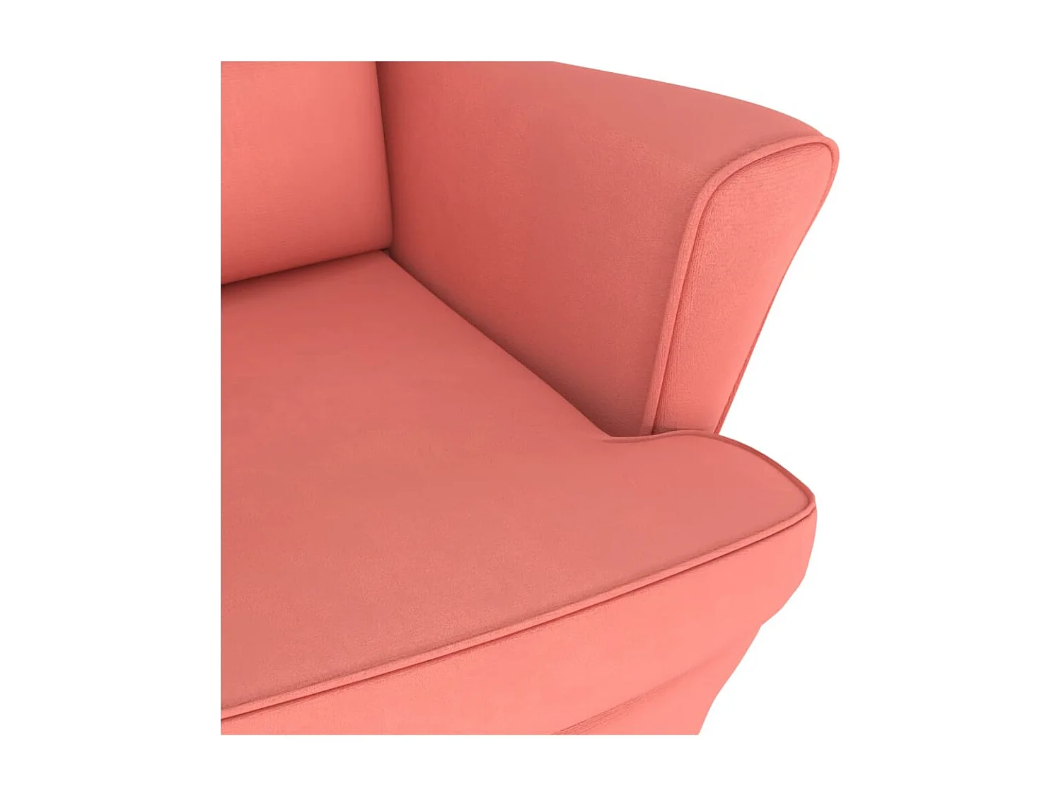 Fauteuil à bascule et pieds en bois massif d'hévéa Rose Velours