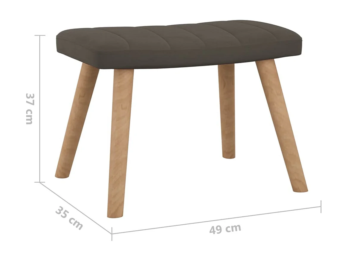 Chaise à bascule avec repose-pied Gris foncé Velours