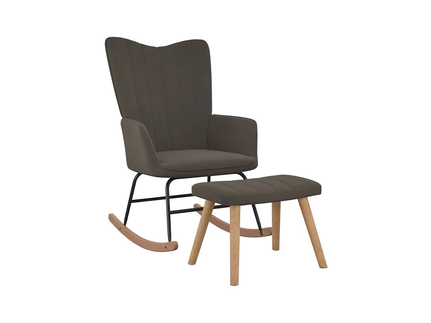 Chaise à bascule avec repose-pied Gris foncé Velours