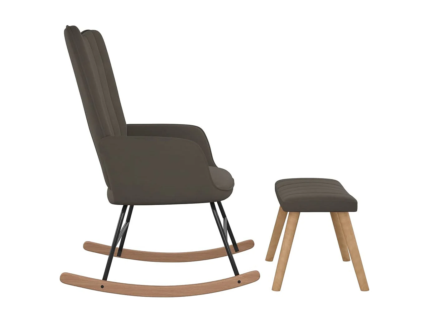 Chaise à bascule avec repose-pied Gris foncé Velours