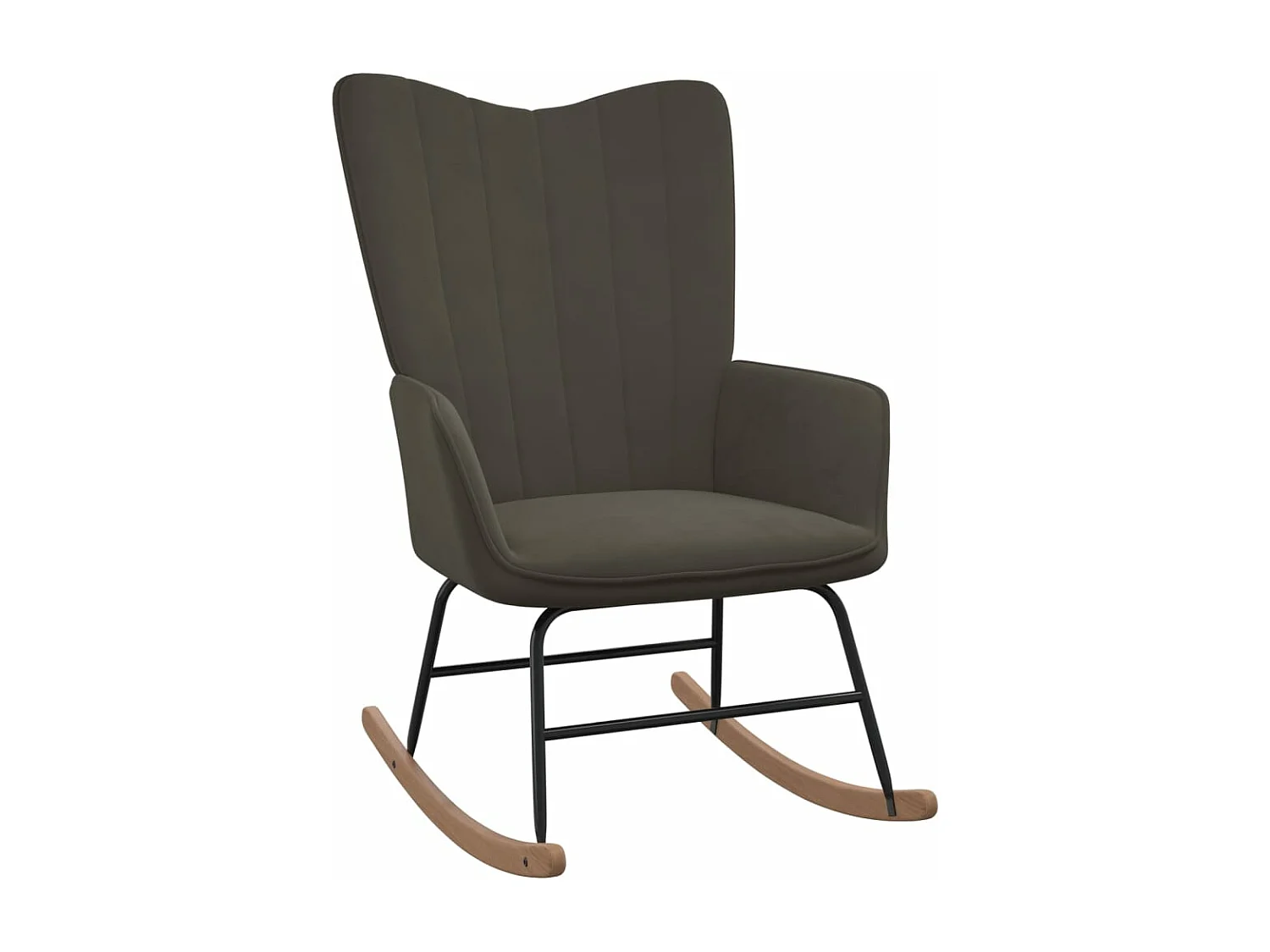 Chaise à bascule avec repose-pied Gris foncé Velours