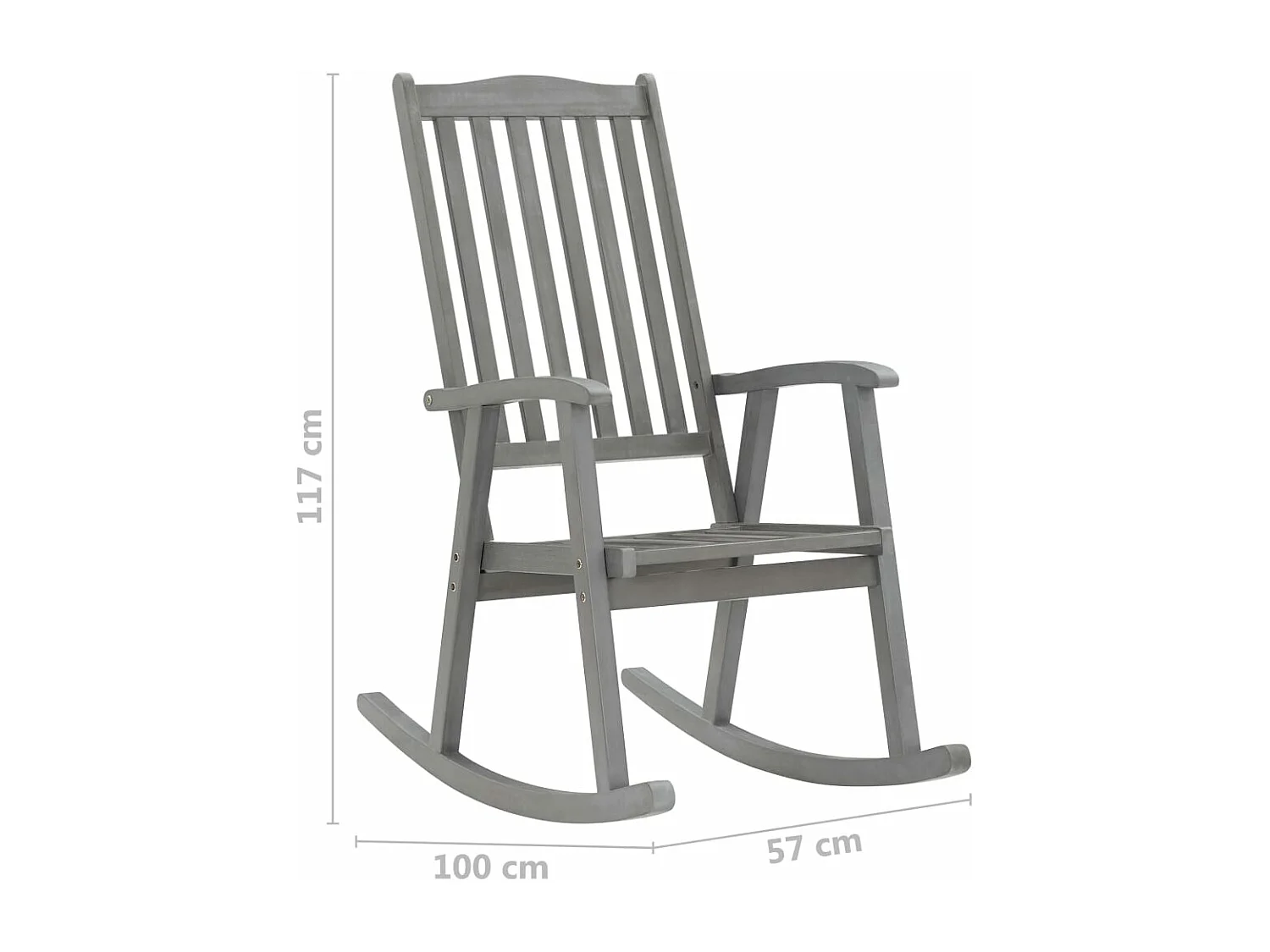 Chaise à bascule avec coussin Gris Bois d'acacia massif 10