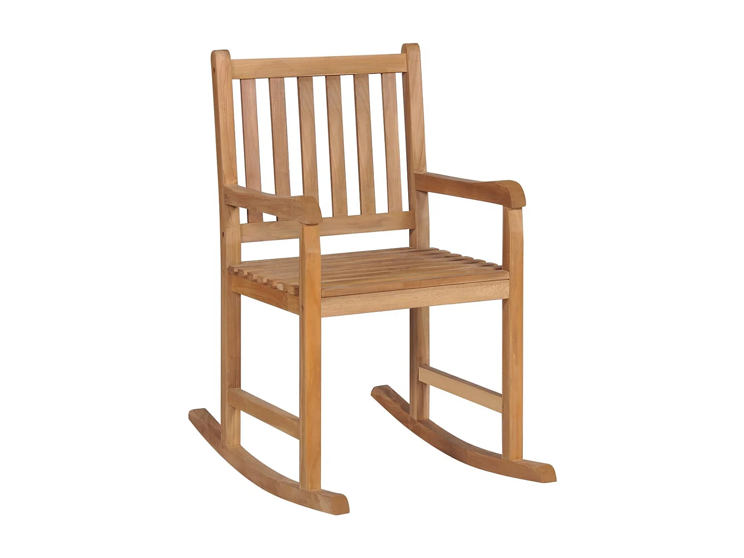 Chaise à bascule avec coussin beige Bois de teck solide 2