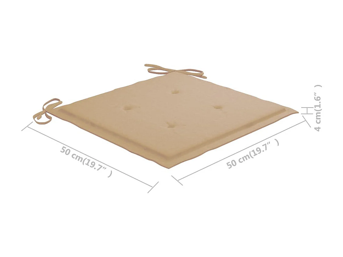 Chaise à bascule avec coussin beige Bois de teck solide 2