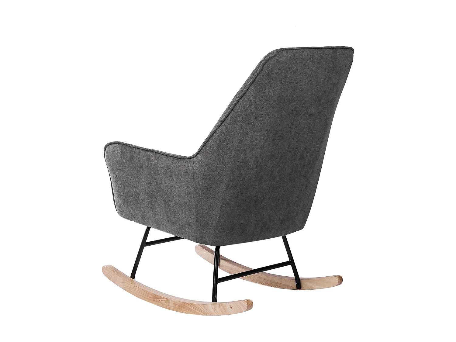 Fauteuil à bascule tissu gris foncé et pieds bois clair Kopen 75cm