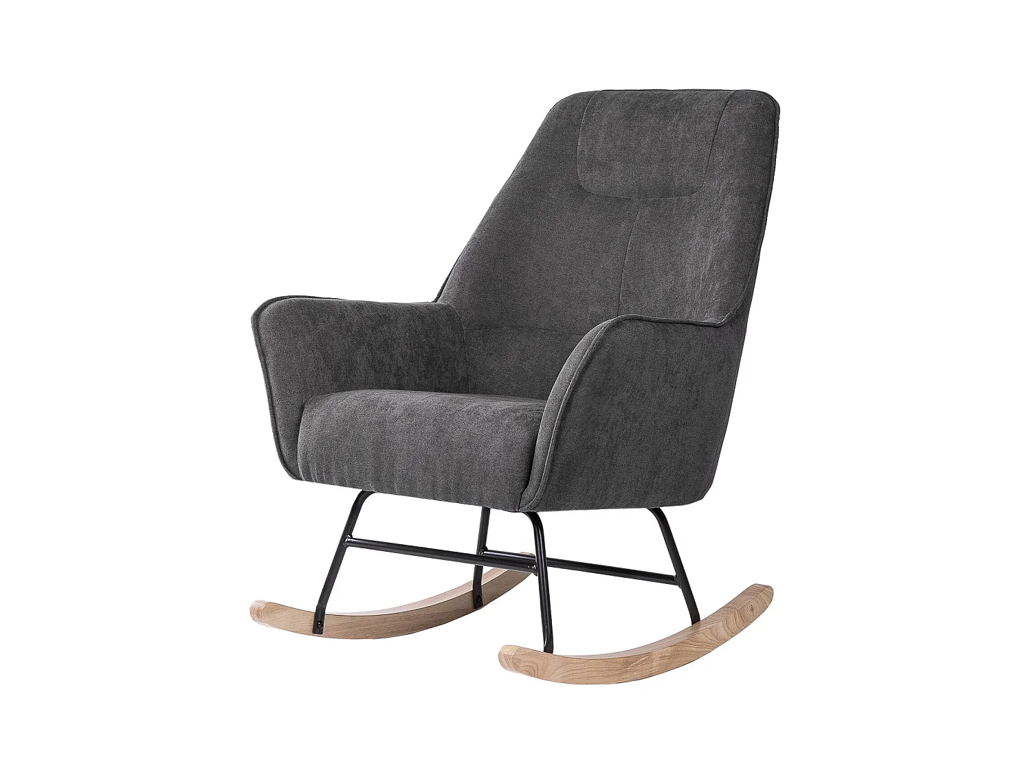 Fauteuil à bascule tissu gris foncé et pieds bois clair Kopen 75cm