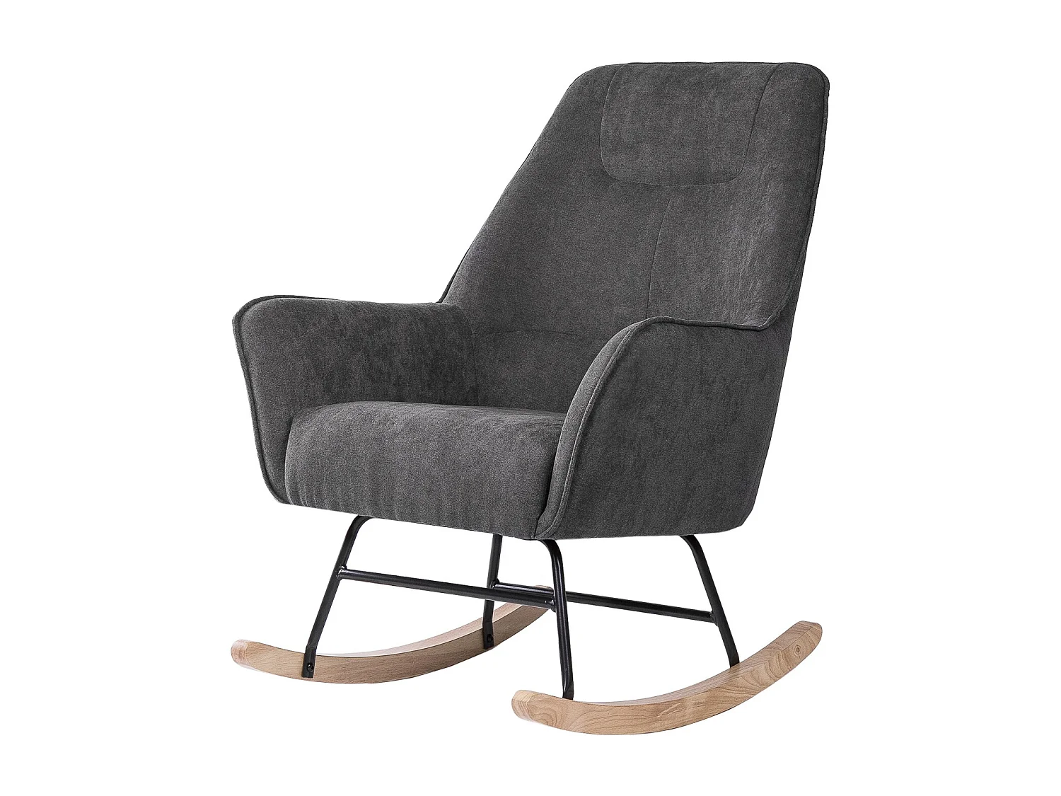 Fauteuil à bascule tissu gris foncé et pieds bois clair Kopen 75cm