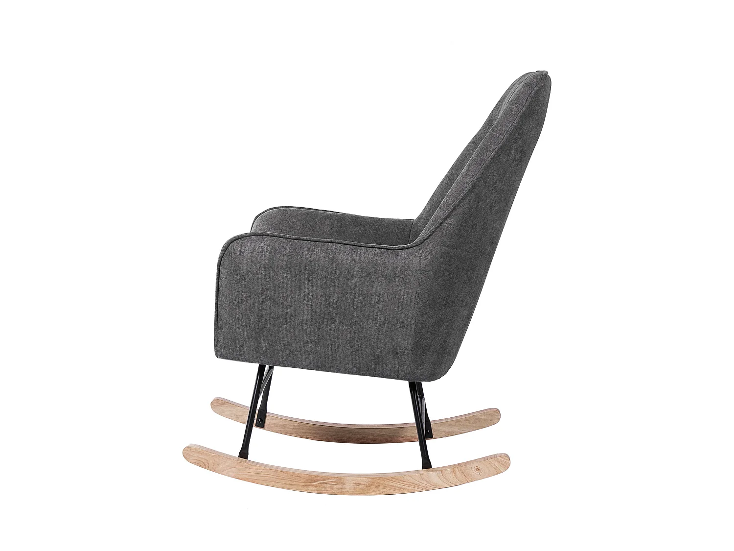 Fauteuil à bascule tissu gris foncé et pieds bois clair Kopen 75cm