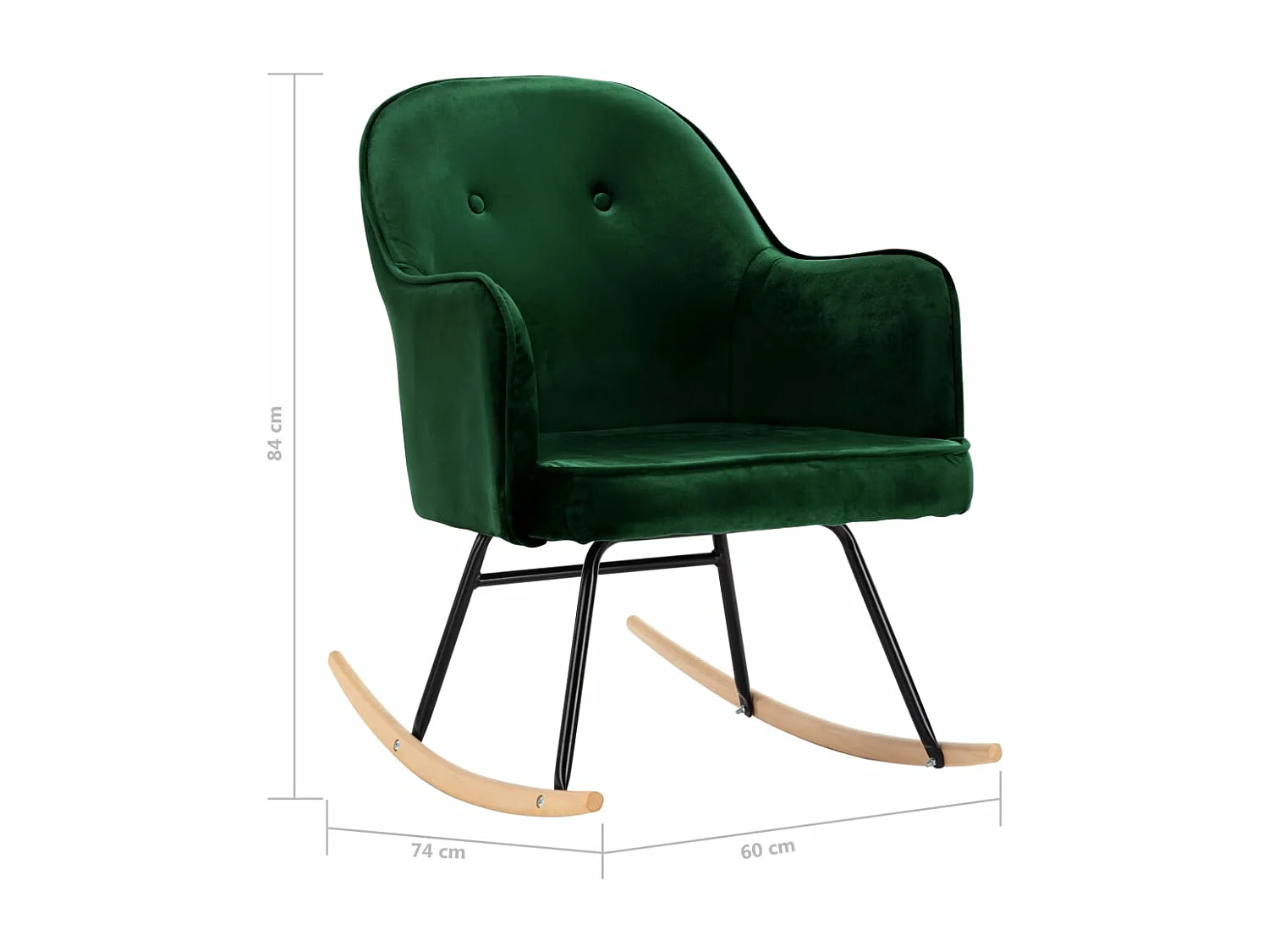 Chaise à bascule Vert foncé Velours 5