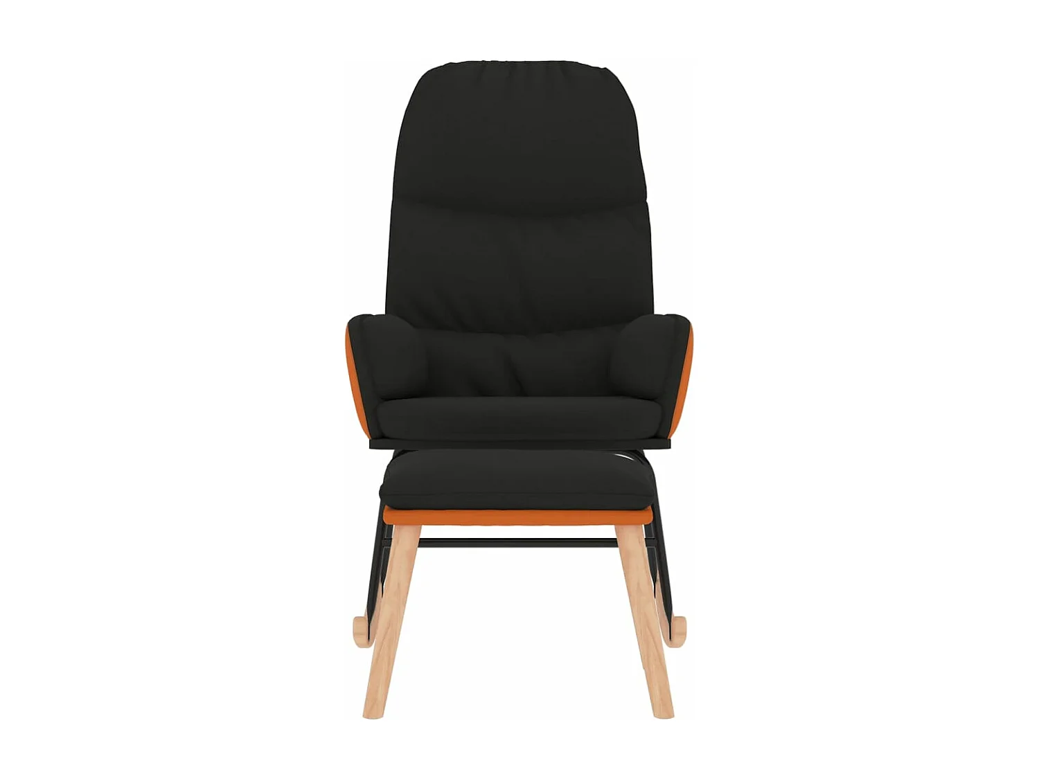 Chaise à bascule avec tabouret Noir Tissu