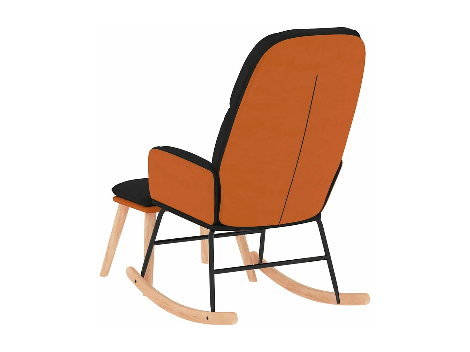 Chaise à bascule avec tabouret Noir Tissu