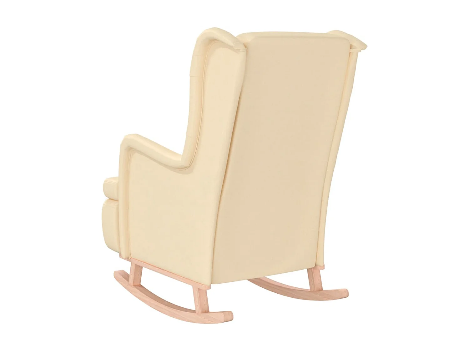 Fauteuil avec pieds à bascule en bois d'hévéa solide Crème Tissu