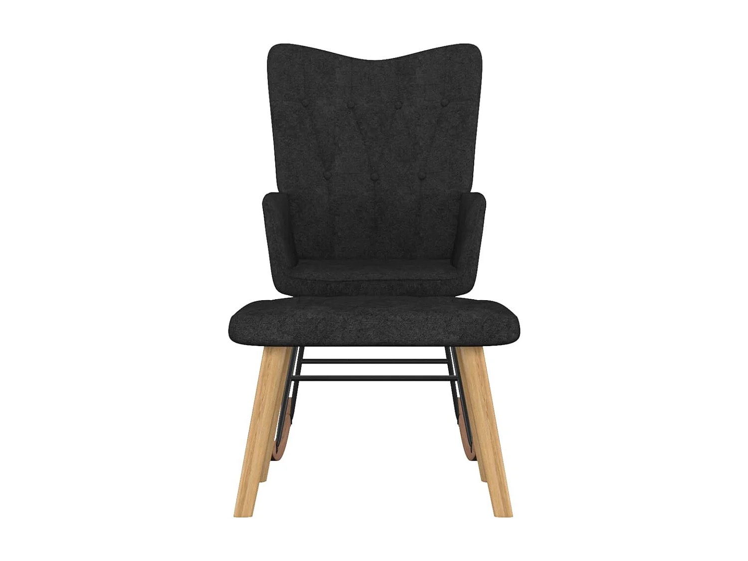 Chaise à bascule avec tabouret Noir Tissu 2