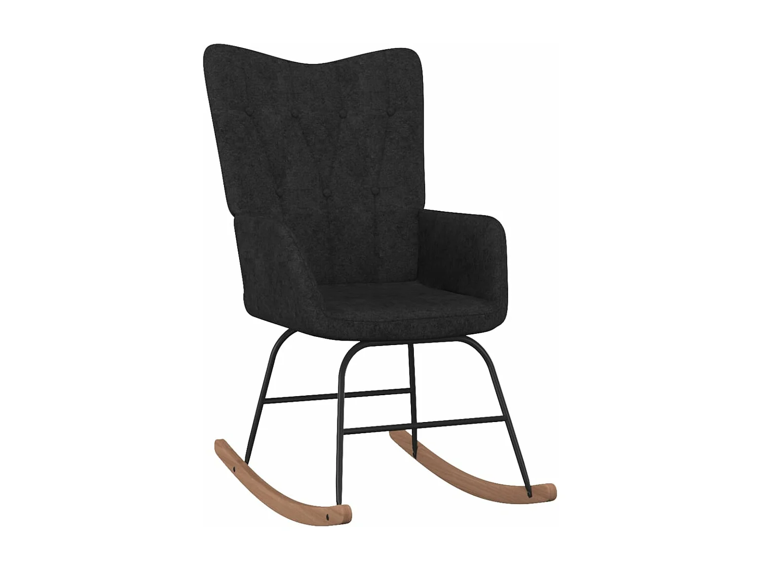 Chaise à bascule avec tabouret Noir Tissu 2