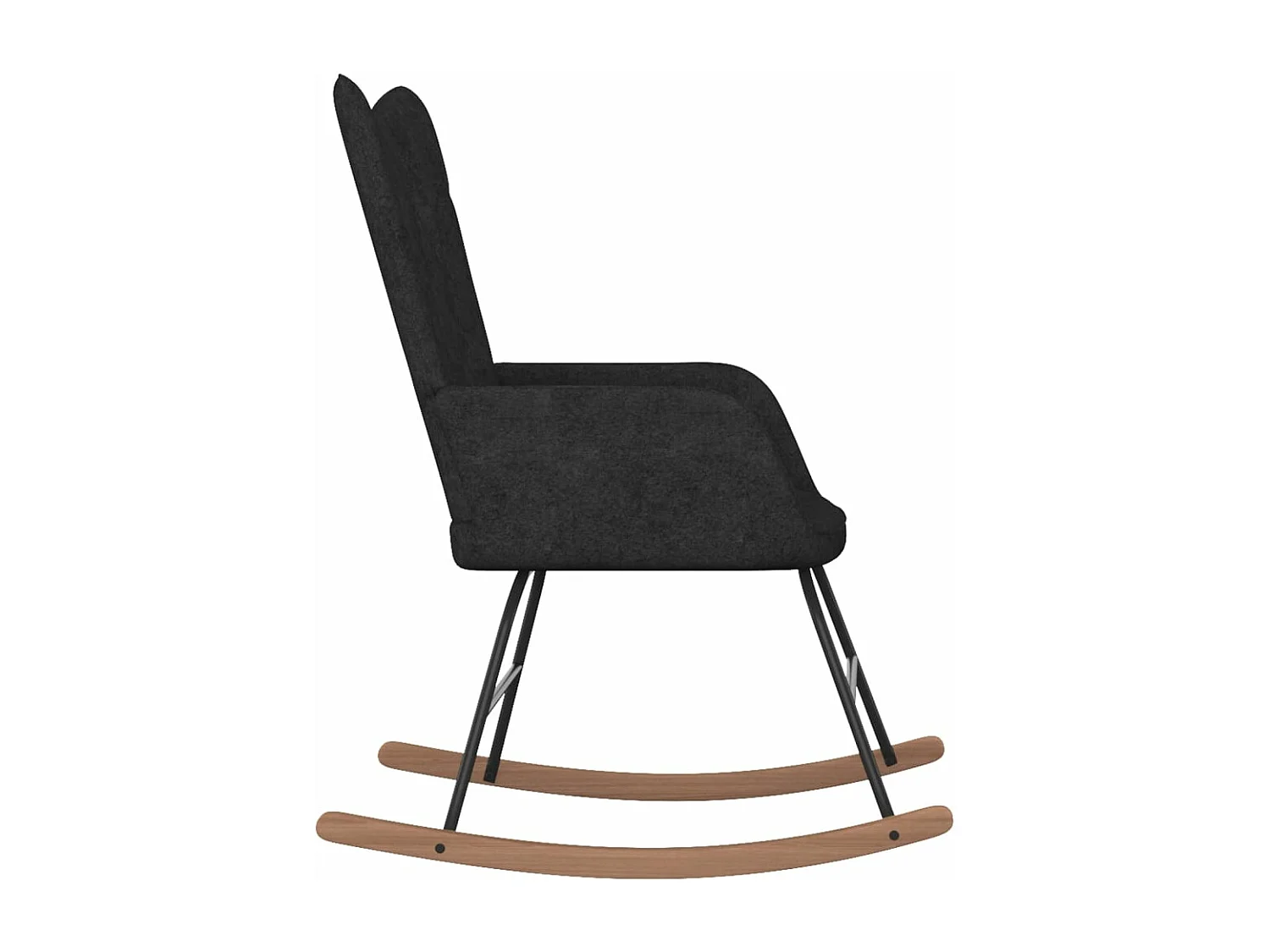 Chaise à bascule avec tabouret Noir Tissu 2