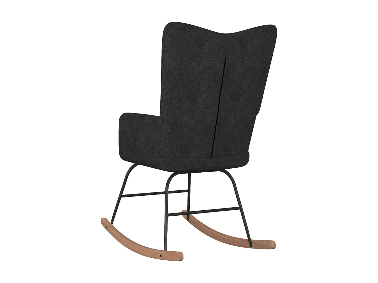 Chaise à bascule avec tabouret Noir Tissu 2