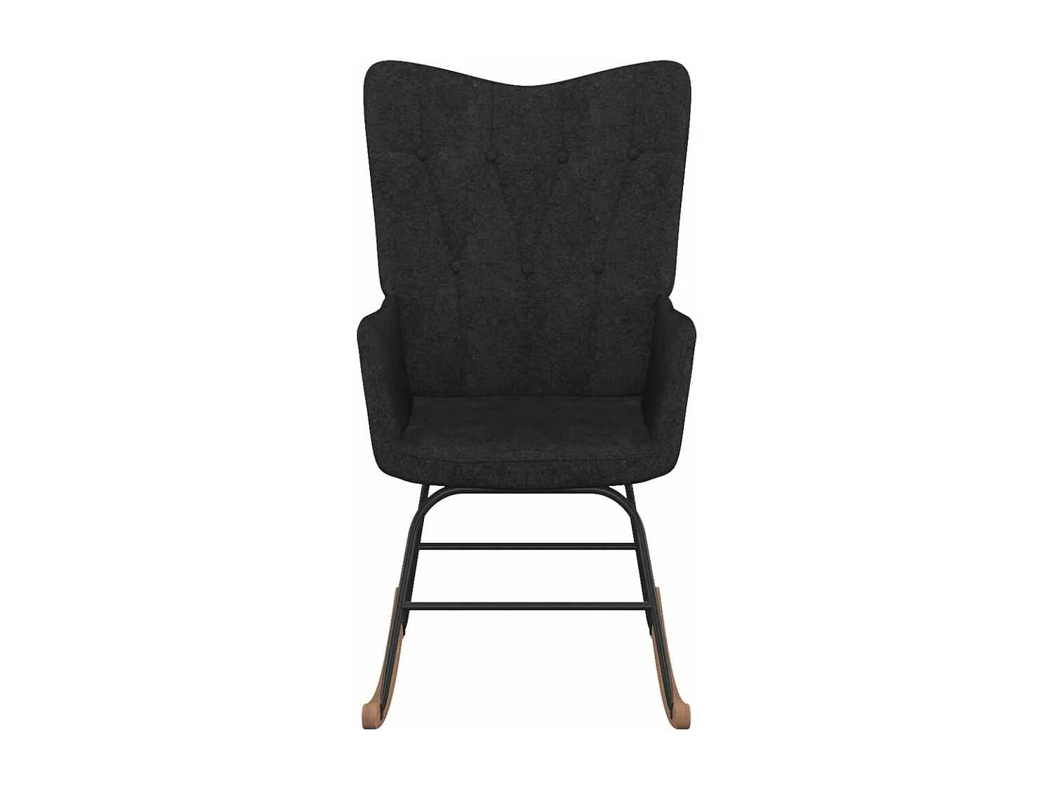 Chaise à bascule avec tabouret Noir Tissu 2
