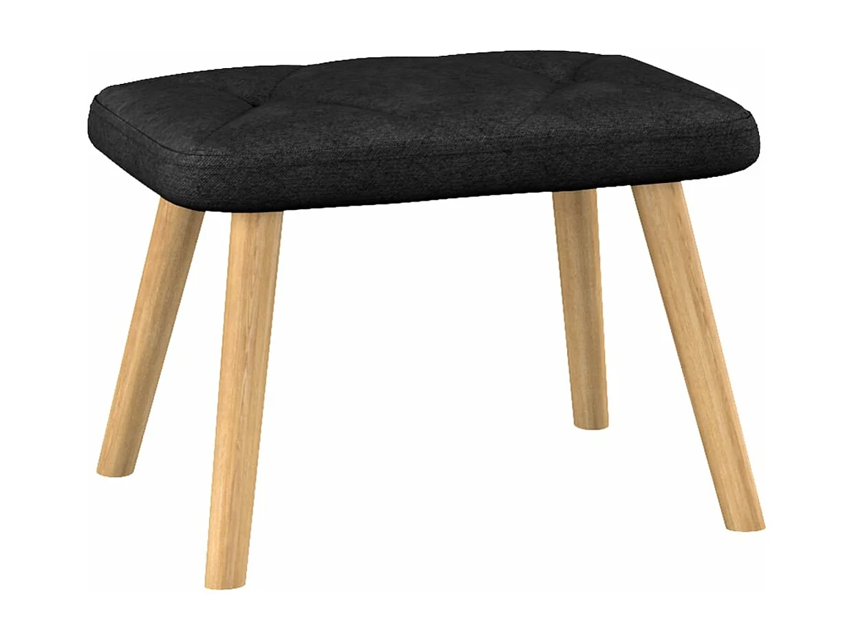 Chaise à bascule avec tabouret Noir Tissu 2