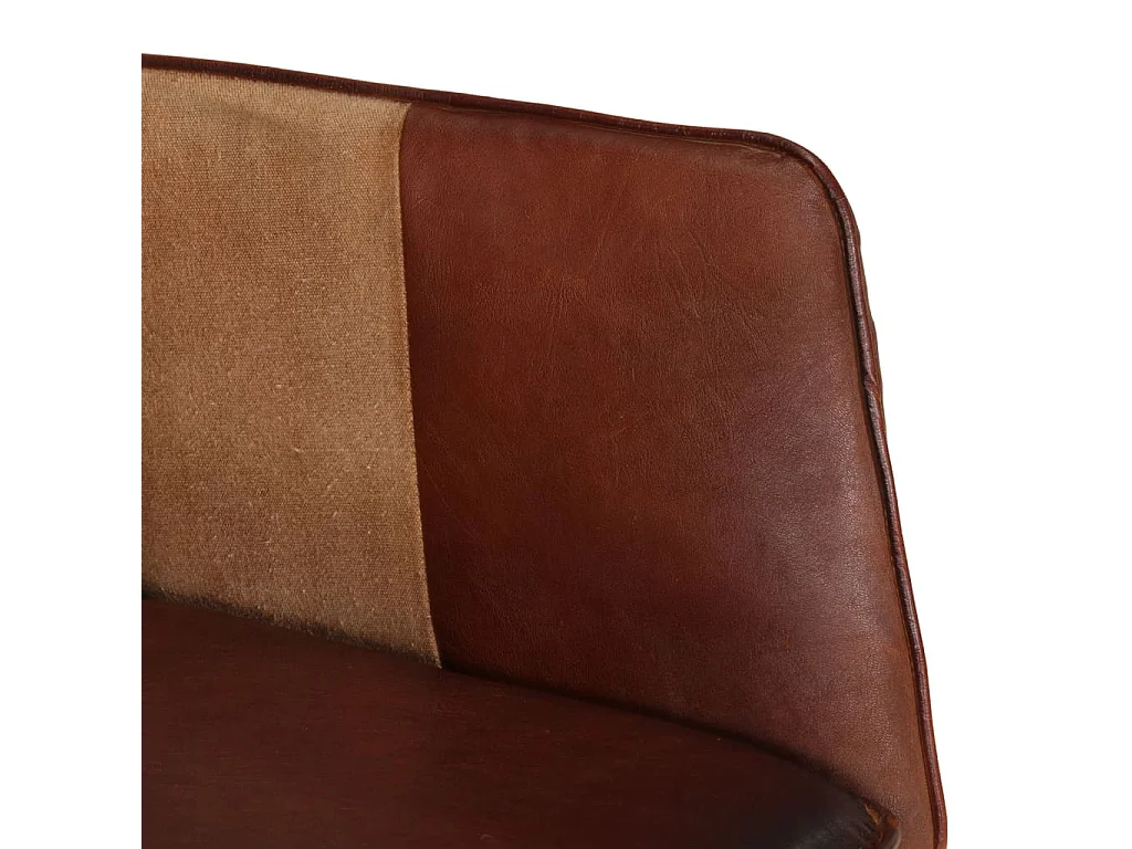 Chaise à bascule et repose-pieds Marron Cuir véritable et toile
