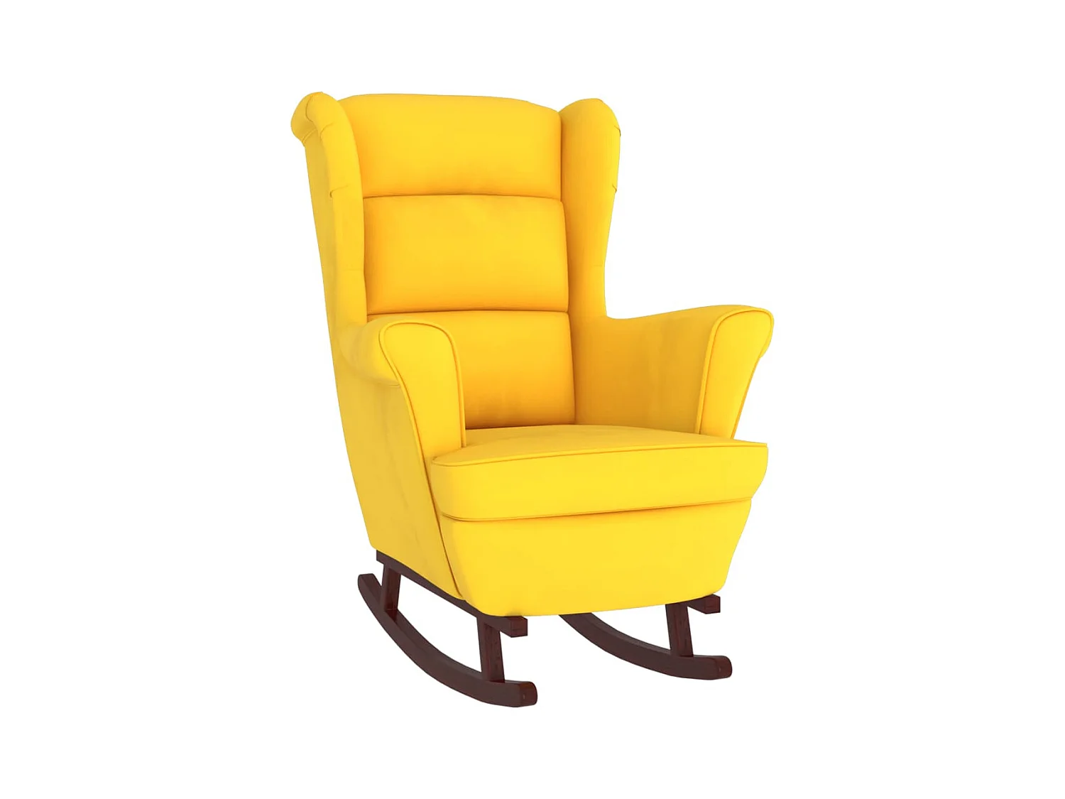 Fauteuil à bascule pieds en bois massif d'hévéa Jaune Velours