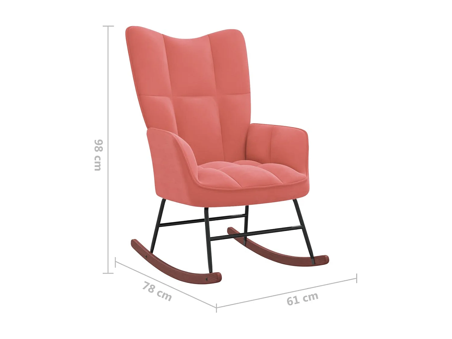 Chaise à bascule Rose Velours 3