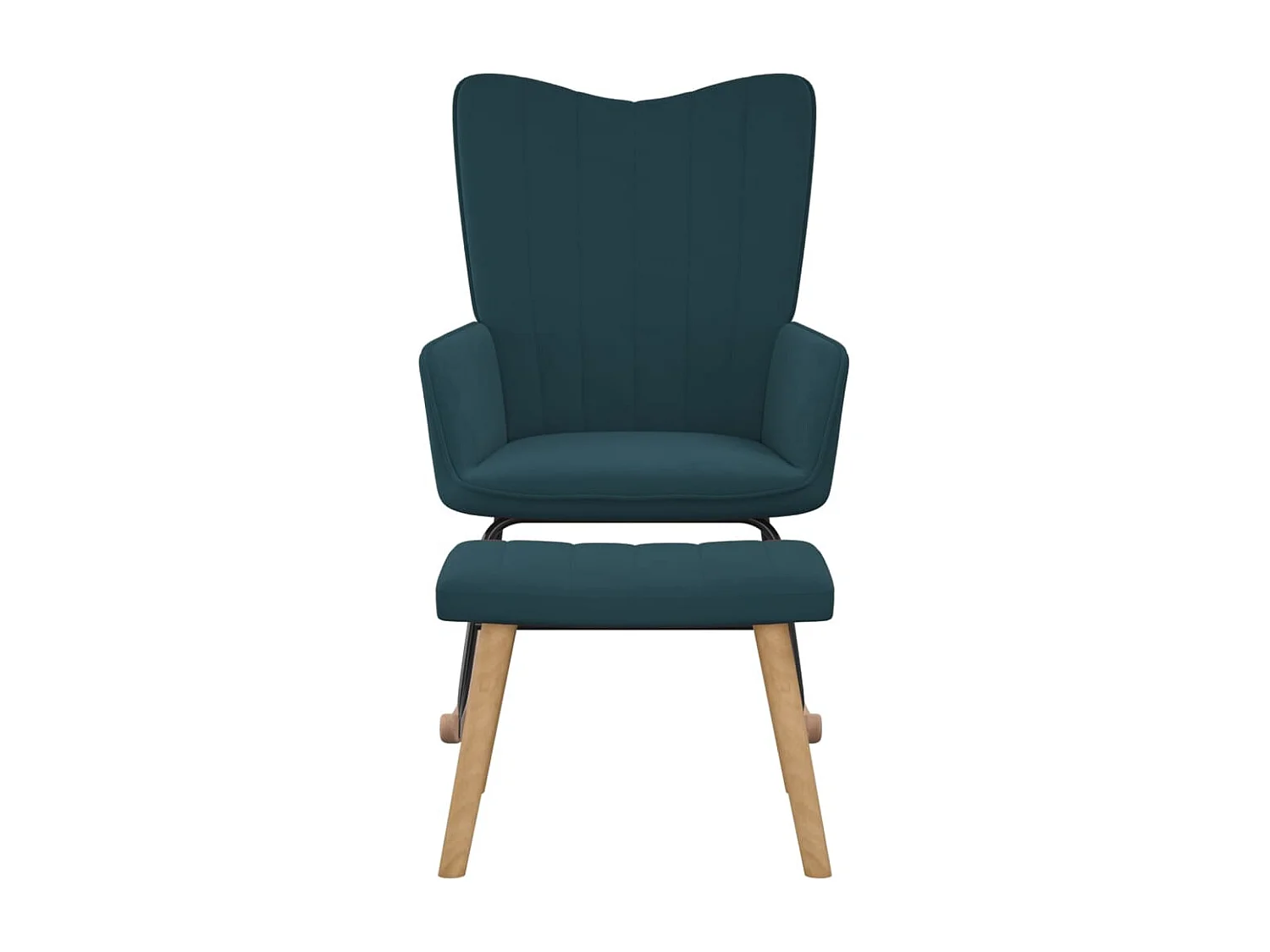 Chaise à bascule avec repose-pied Bleu Velours 2