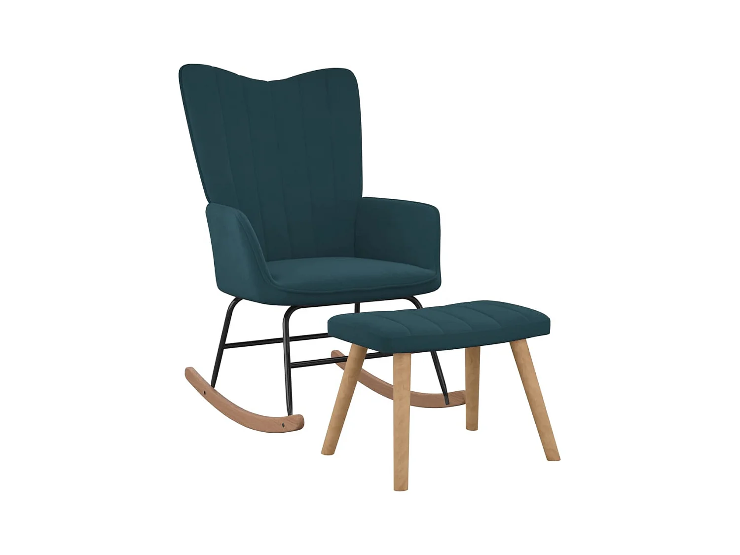 Chaise à bascule avec repose-pied Bleu Velours 2