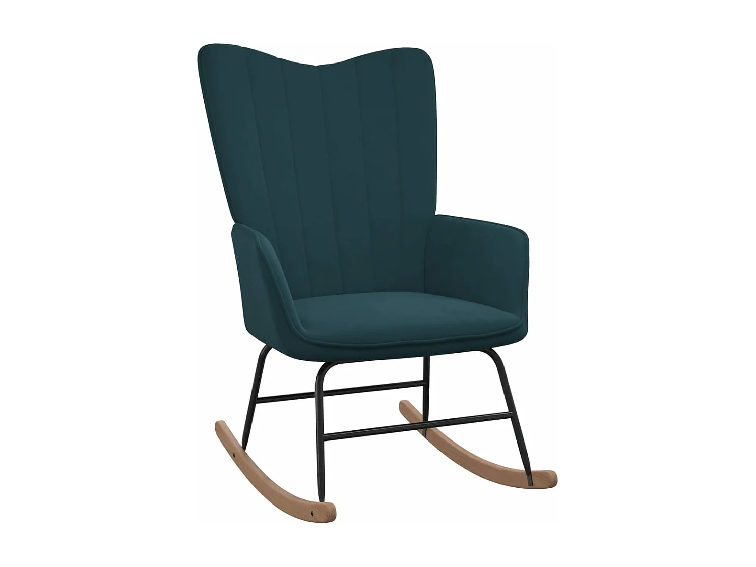 Chaise à bascule avec repose-pied Bleu Velours 2