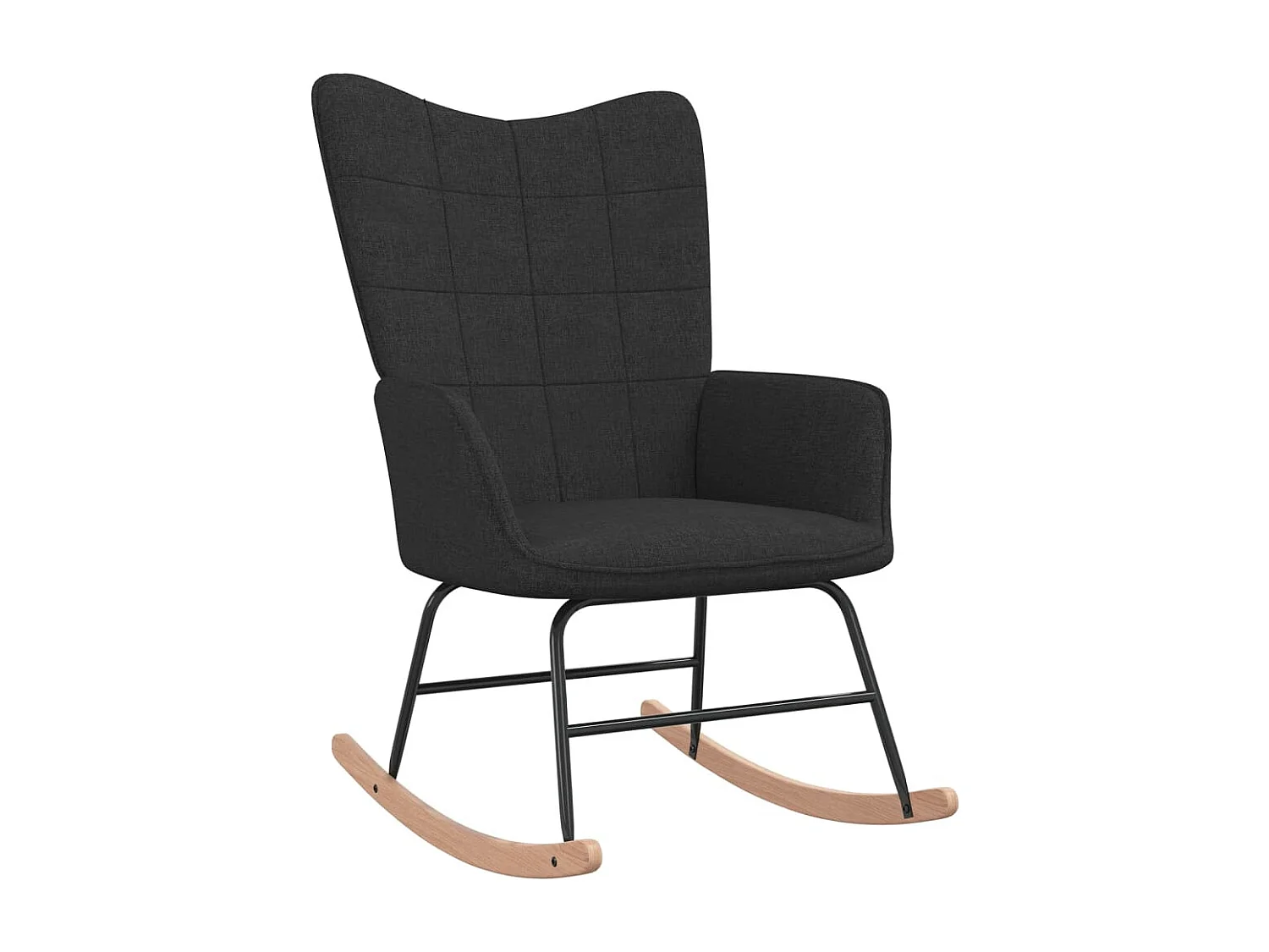 Chaise à bascule avec tabouret Noir Tissu 3