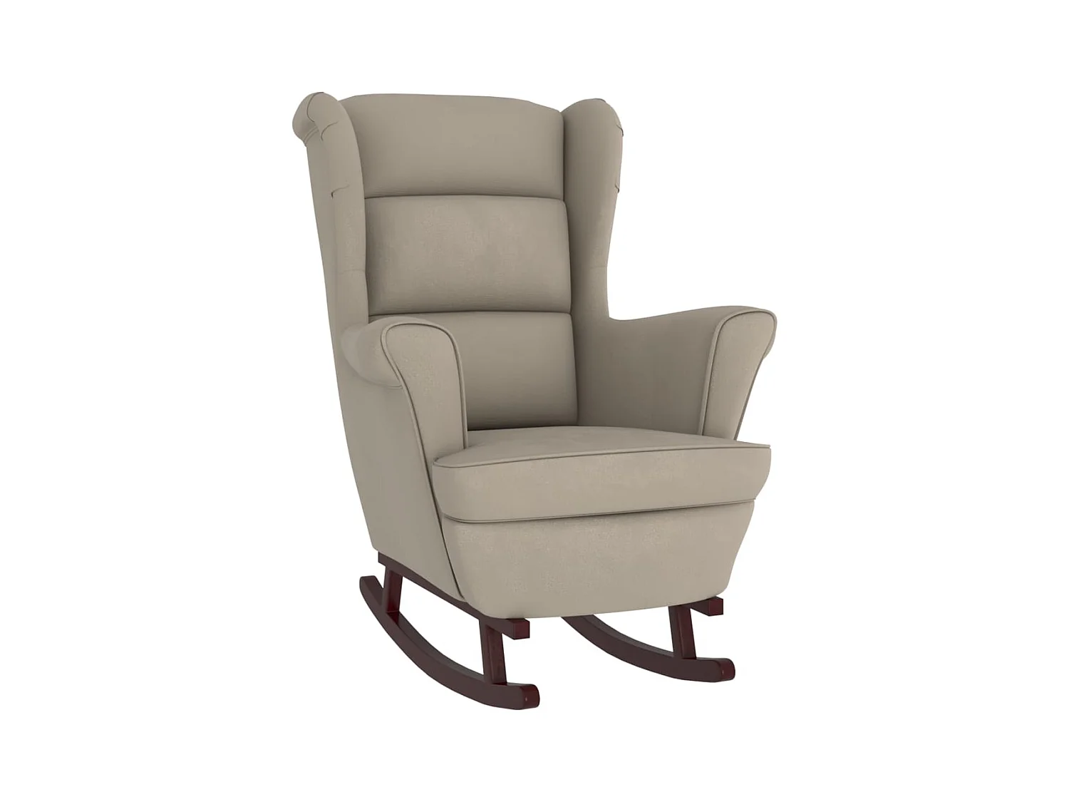 Fauteuil à bascule et pieds en bois d'hévéa Gris clair Velours
