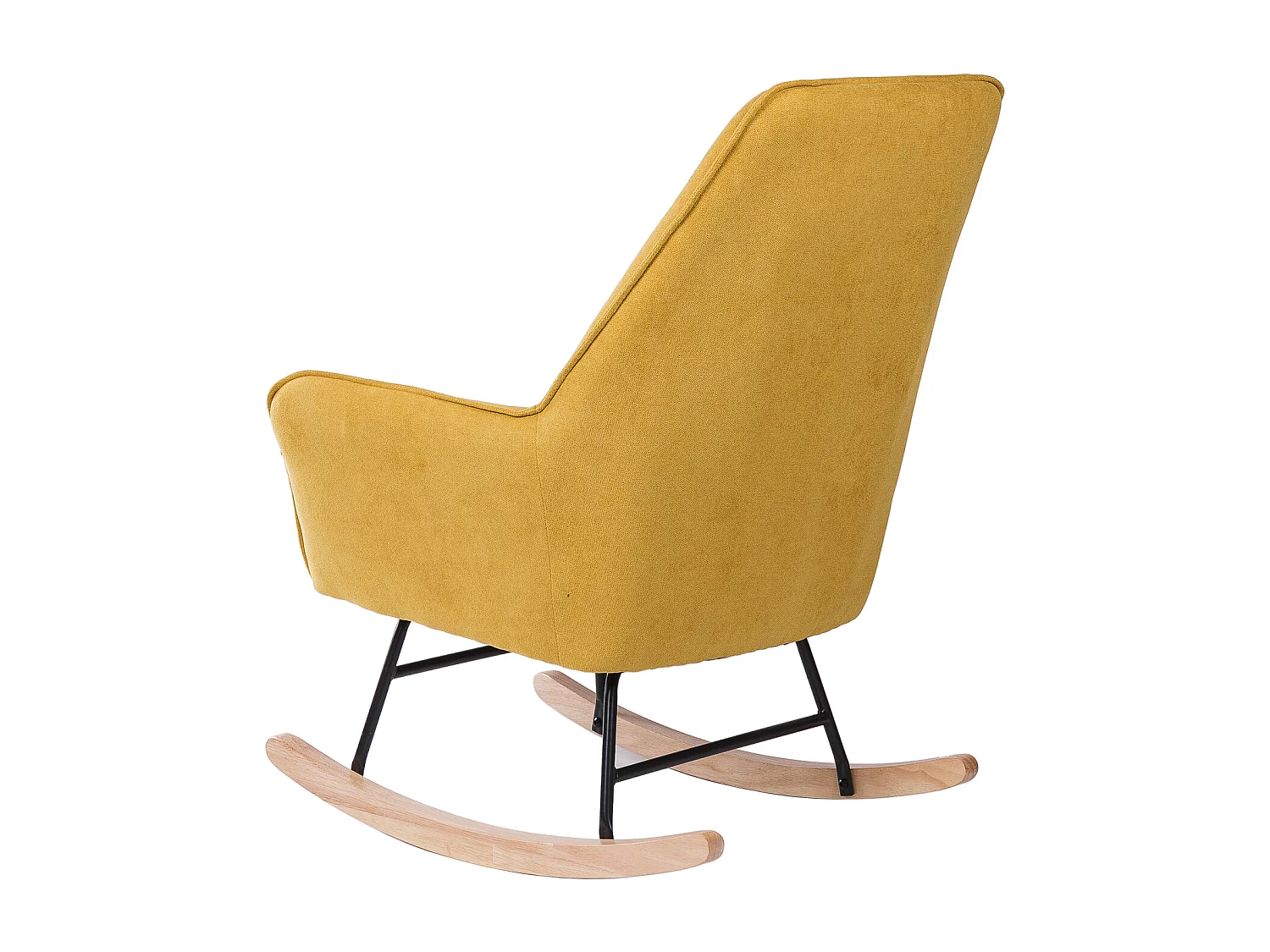 Fauteuil à bascule tissu jaune moutarde et pieds bois clair Kopen 75cm