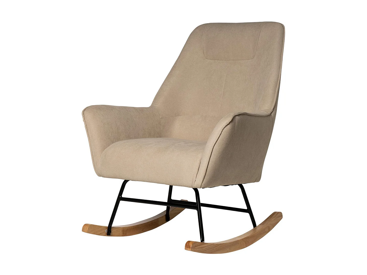 Fauteuil à bascule tissu marron clair et pieds bois clair Kopen 75cm