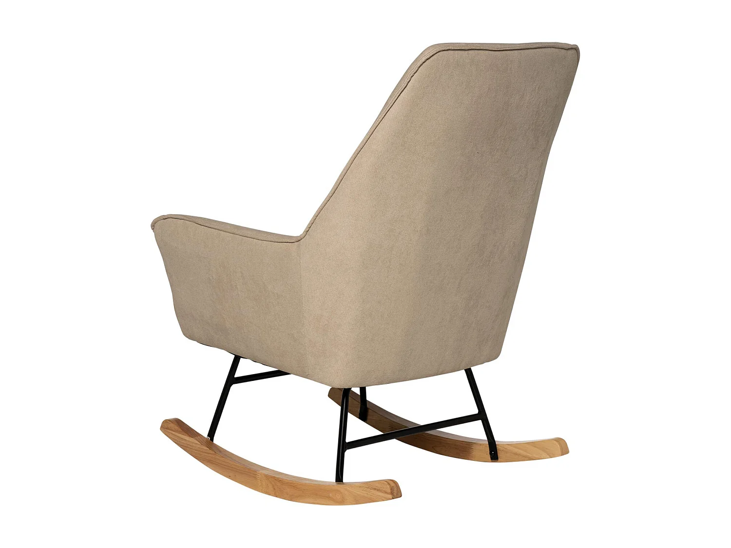 Fauteuil à bascule tissu marron clair et pieds bois clair Kopen 75cm