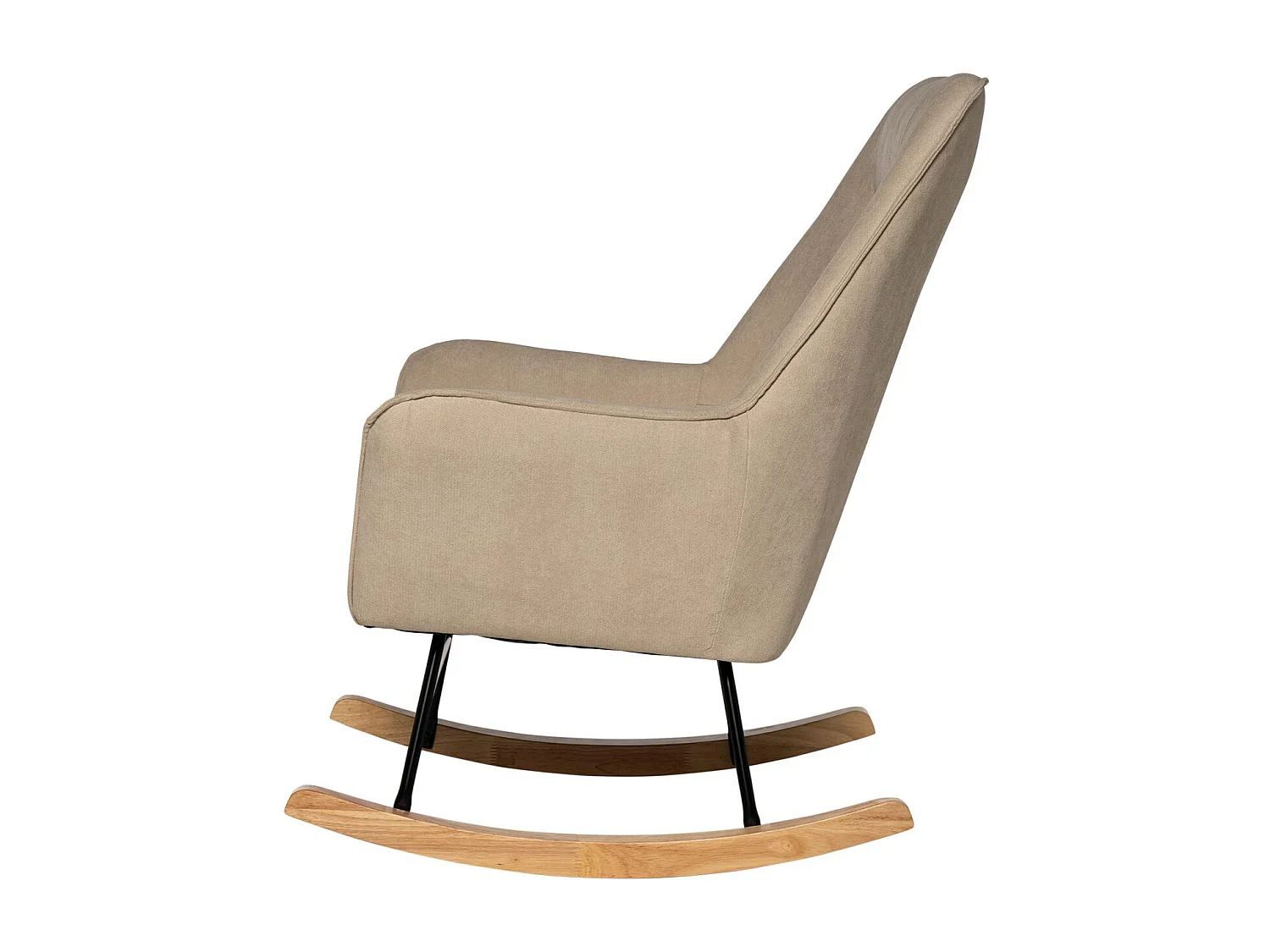 Fauteuil à bascule tissu marron clair et pieds bois clair Kopen 75cm