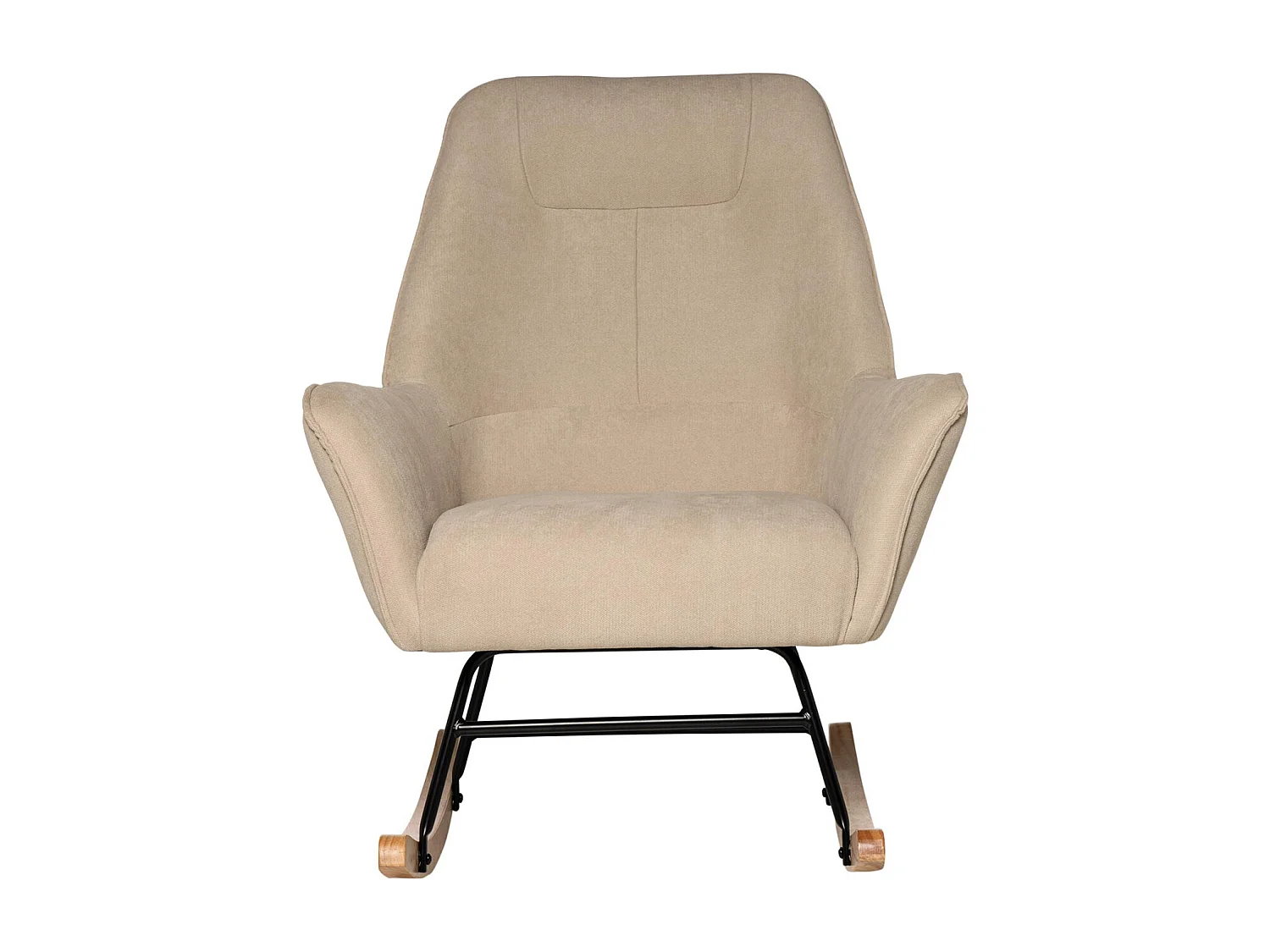 Fauteuil à bascule tissu marron clair et pieds bois clair Kopen 75cm