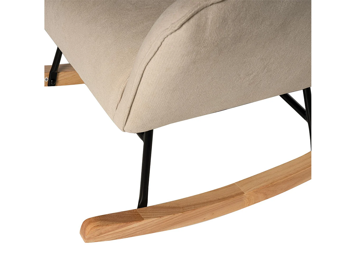 Fauteuil à bascule tissu marron clair et pieds bois clair Kopen 75cm