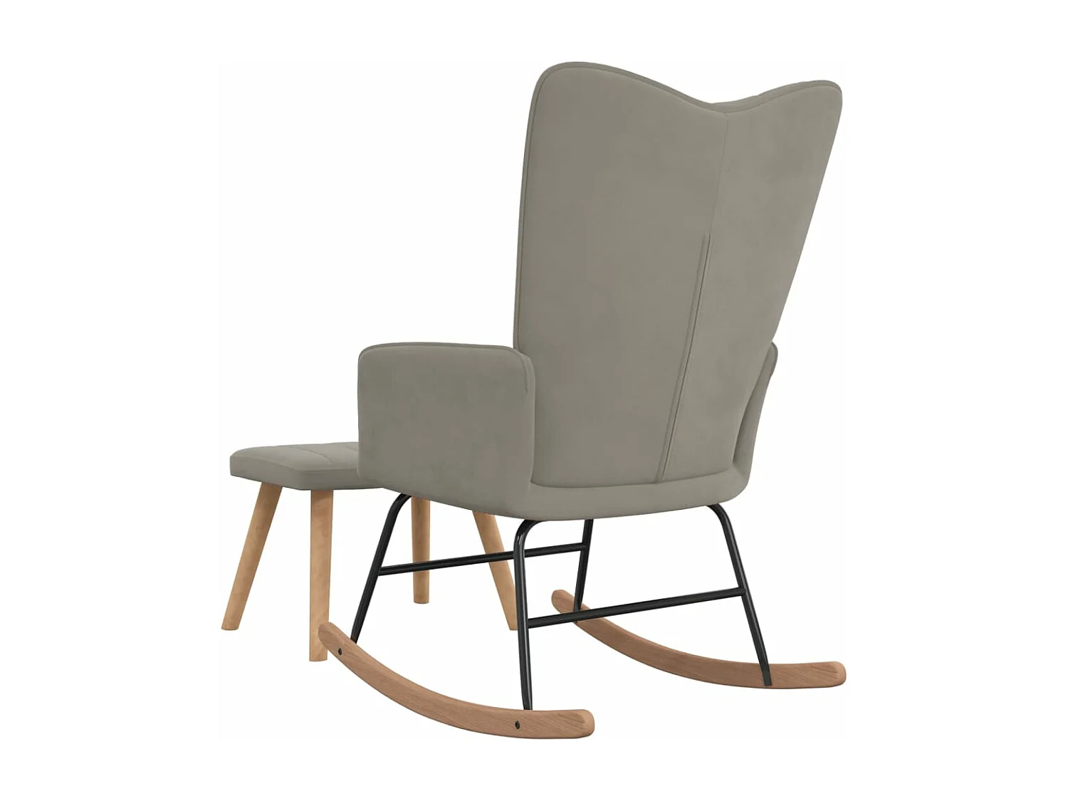 Chaise à bascule avec repose-pied Gris clair Velours